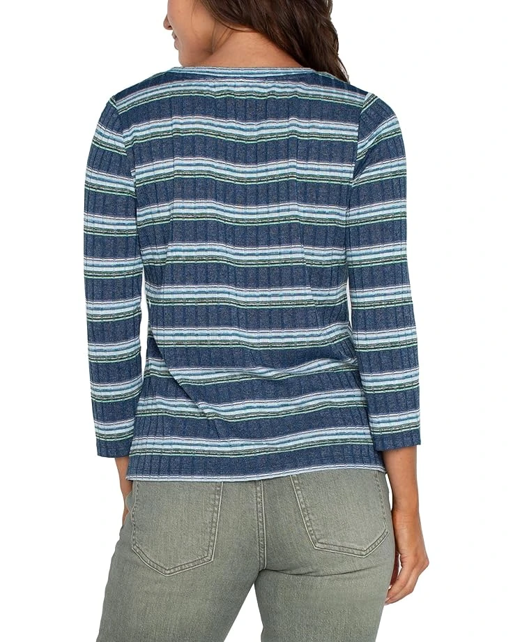 Liverpool Los Angeles 3/4 Slv Miter Front Scoop Neck Rib Knit Top | Shirts & Tops 2 Liverpool Los Angeles 3/4 Slv Miter Front Scoop Neck Rib Knit Top | Shirts & Tops - Image 2